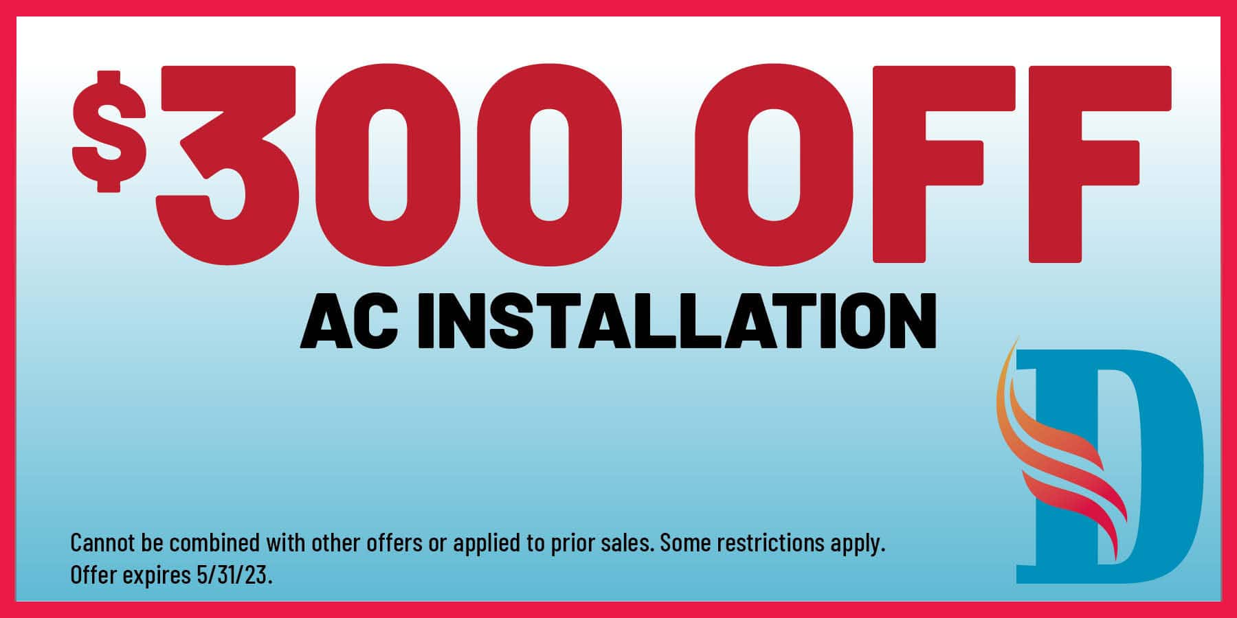 0 off ac installation coupon.